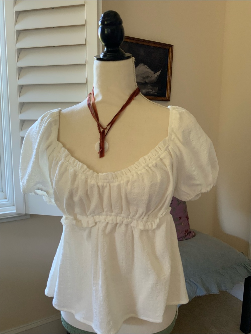 Altar'd State Textured Puff Sleeve Peasant Top NWOT